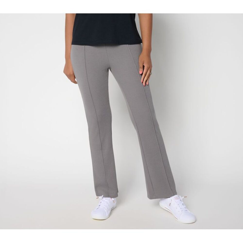 Adidas Women's Pants Sz XL Full Length Knit Rib Flare Gray A699028